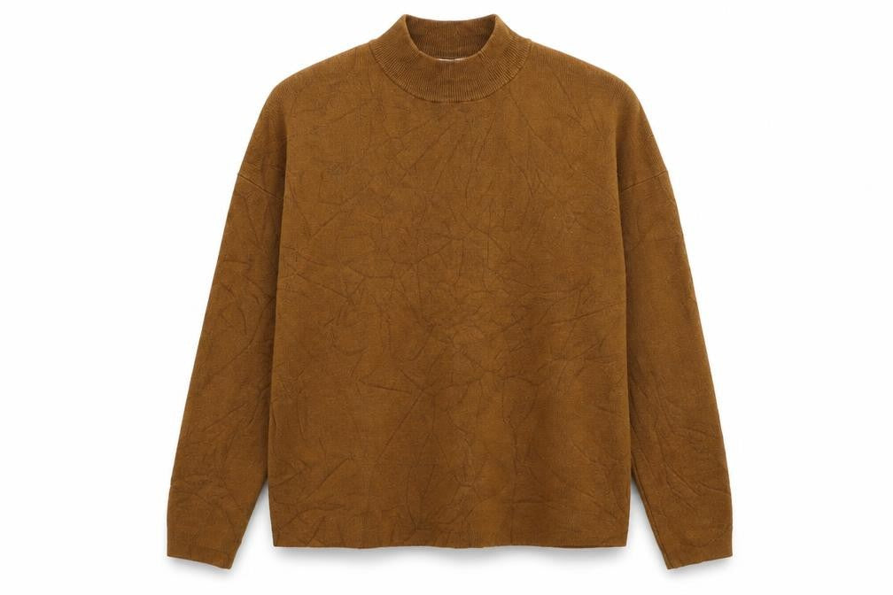 H&M Womens Brown Mock Neck Cotton Pullover Jumper Size XS