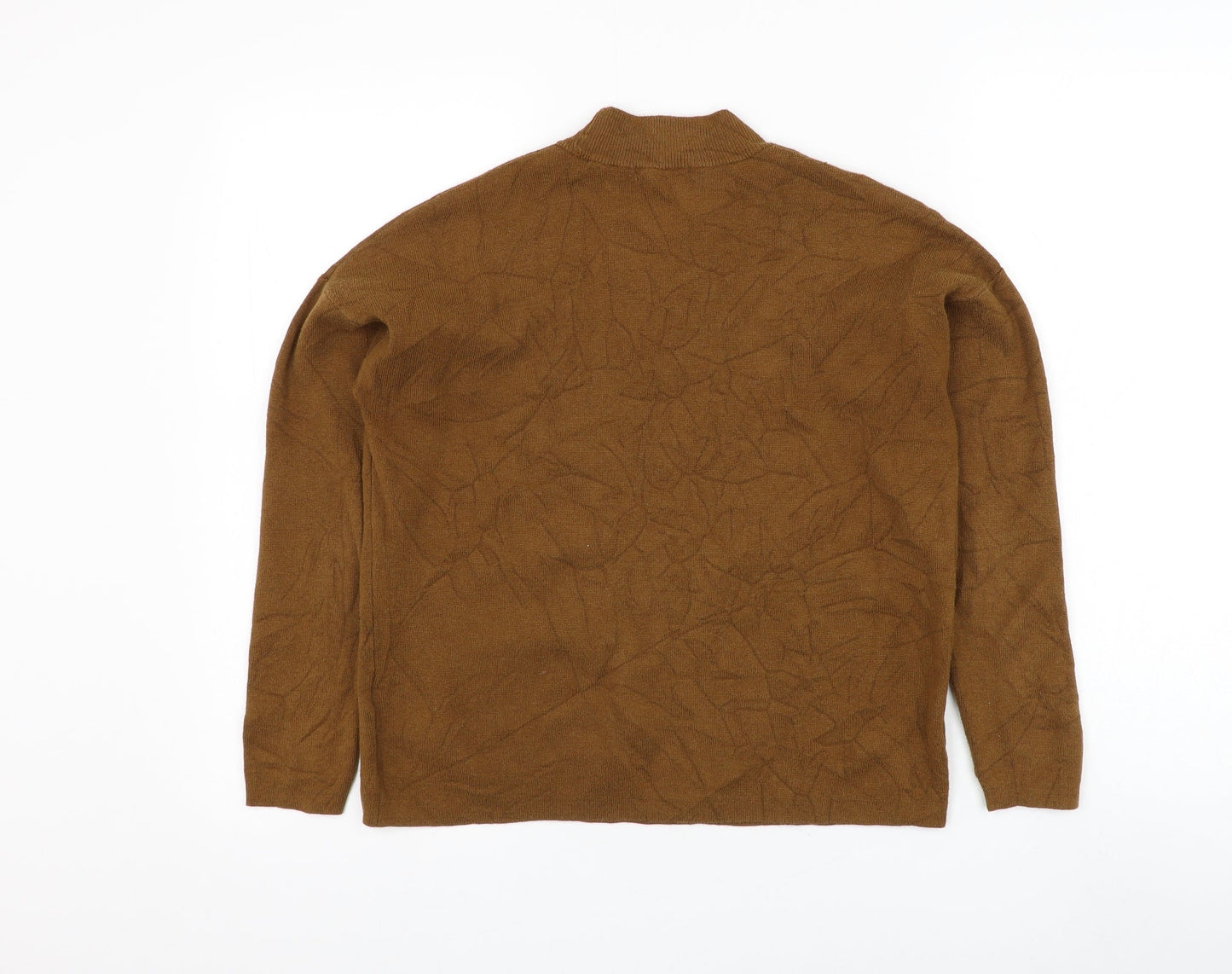 H&M Womens Brown Mock Neck Cotton Pullover Jumper Size XS