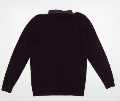 Next Mens Purple Collared Cotton Pullover Jumper Size M