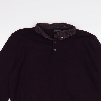 Next Mens Purple Collared Cotton Pullover Jumper Size M