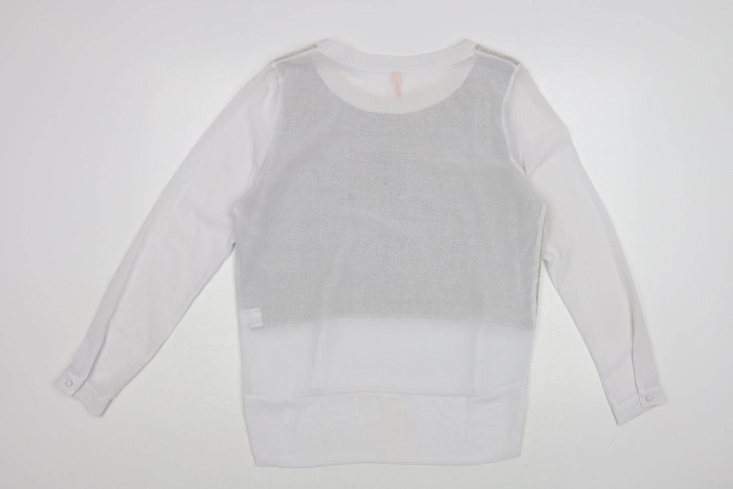 Sweewe Womens White Polyester Basic Blouse Size M Boat Neck - Wild Cat