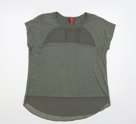 Miss Womens Green Viscose Basic T-Shirt Size M Crew Neck