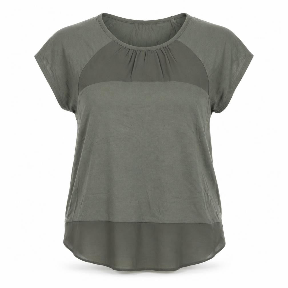 Miss Womens Green Viscose Basic T-Shirt Size M Crew Neck
