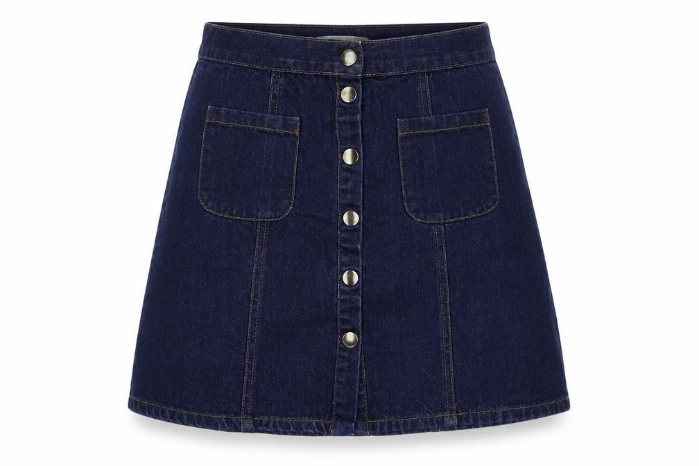 Cooperative Womens Blue Cotton Mini Skirt Size S Snap