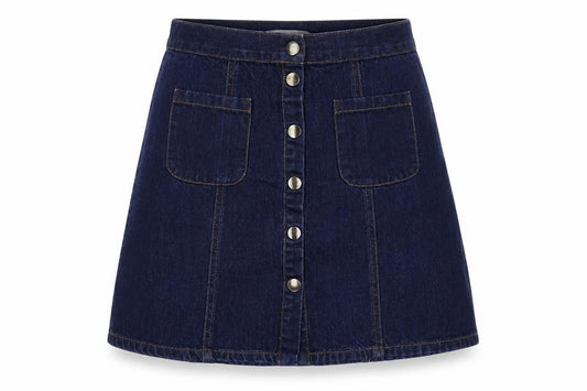 Cooperative Womens Blue Cotton Mini Skirt Size S Snap