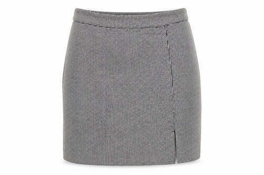 New Look Womens Black Geometric Viscose Mini Skirt Size 10 Zip