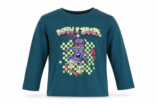 Primark Boys Green Cotton Pullover T-Shirt Size 2-3 Years Crew Neck Pullover - Skateboarding