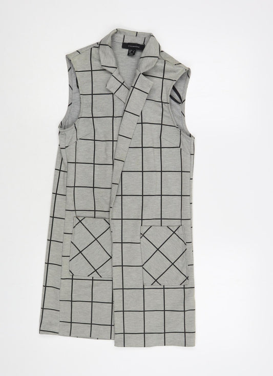 Atmosphere Womens Grey Plaid Jacket Waistcoat Size 6