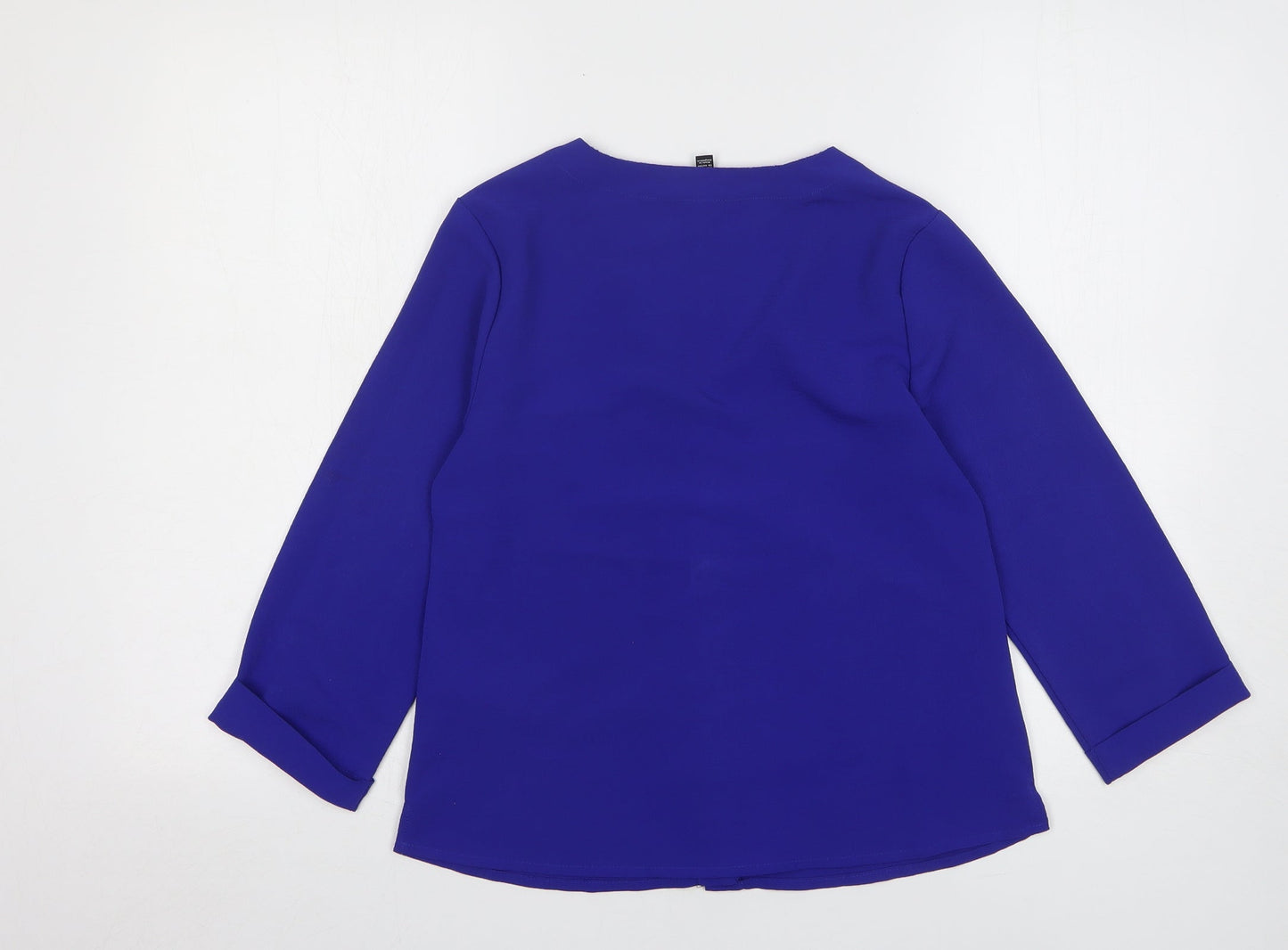 New Look Womens Blue Polyester Basic Button-Up Size 6 V-Neck