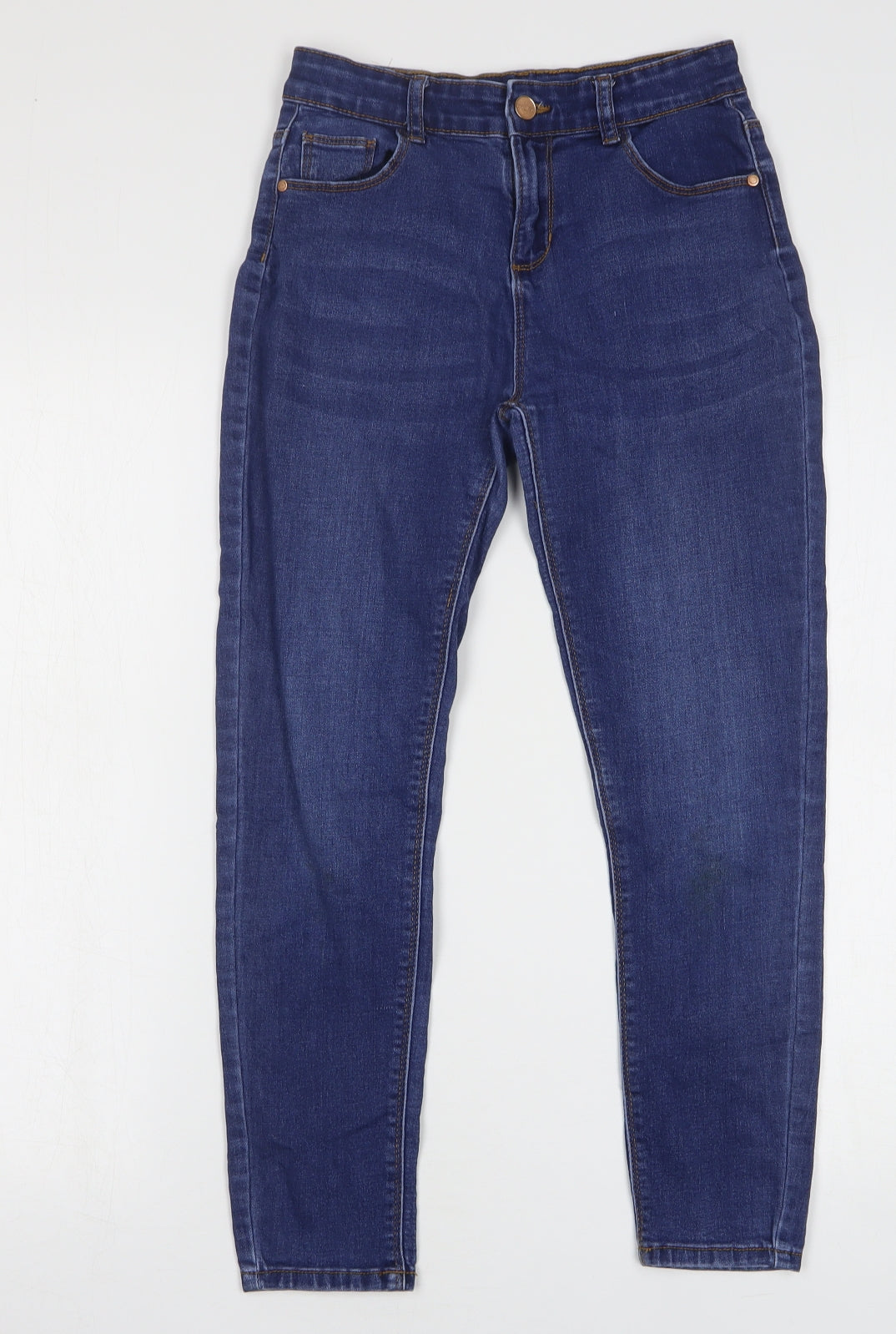 Denim & Co. Girls Blue Cotton Skinny Jeans Size 11-12 Years Regular Button