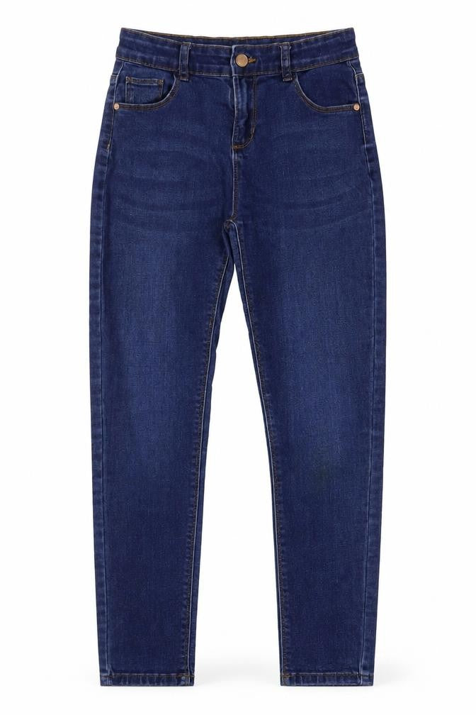 Denim & Co. Girls Blue Cotton Skinny Jeans Size 11-12 Years Regular Button