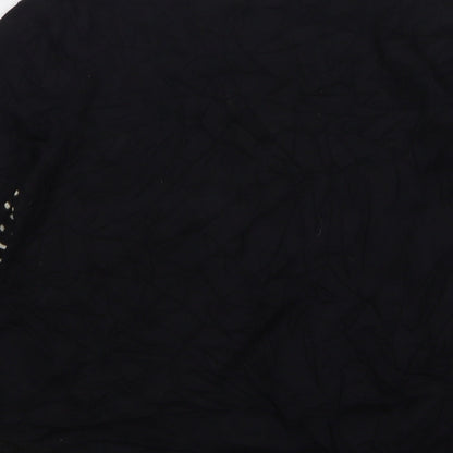 Next Womens Black V-Neck Geometric Cotton Pullover Jumper Size 12