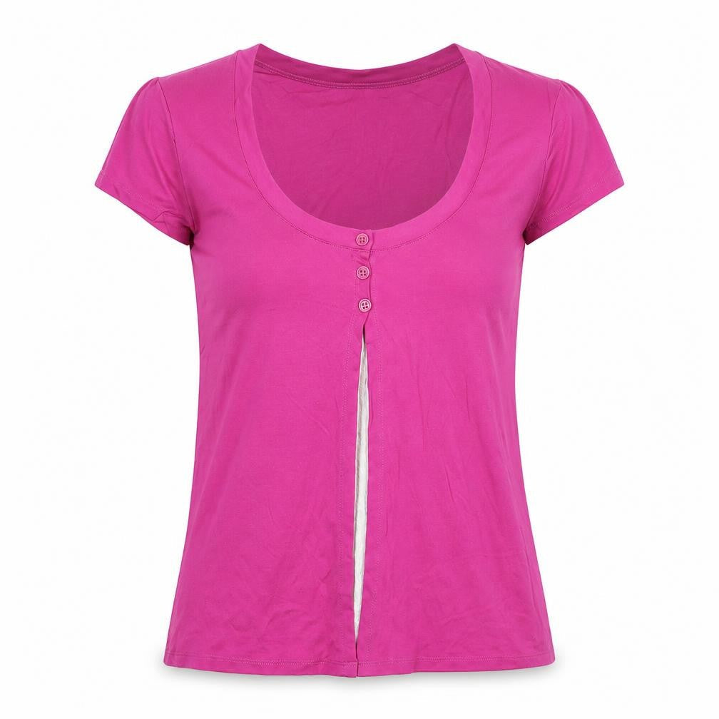 Marks & Spencer Womens Pink Viscose Basic Button-Up Size 14 Scoop Neck - Button up with tank