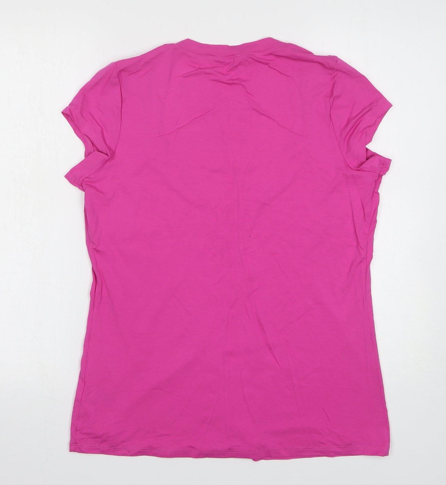 Marks and Spencer Womens Pink Viscose Basic Button-Up Size 14 Scoop Neck - Button up with tank