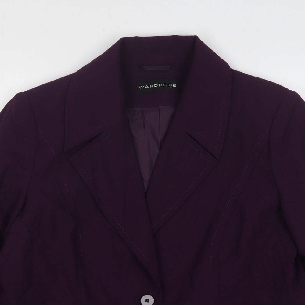 Wardrobe Womens Purple Polyester Jacket Suit Jacket Size 16