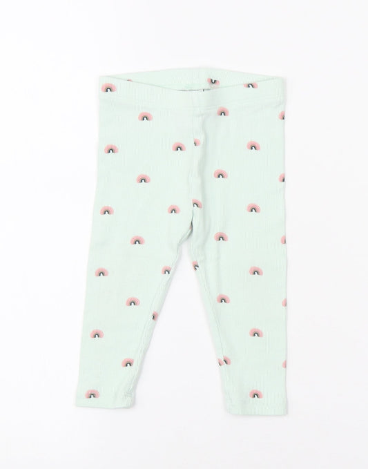 NEXT Girls Blue Cotton Jogger Leggings Size 9 Months Pullover - Rainbow