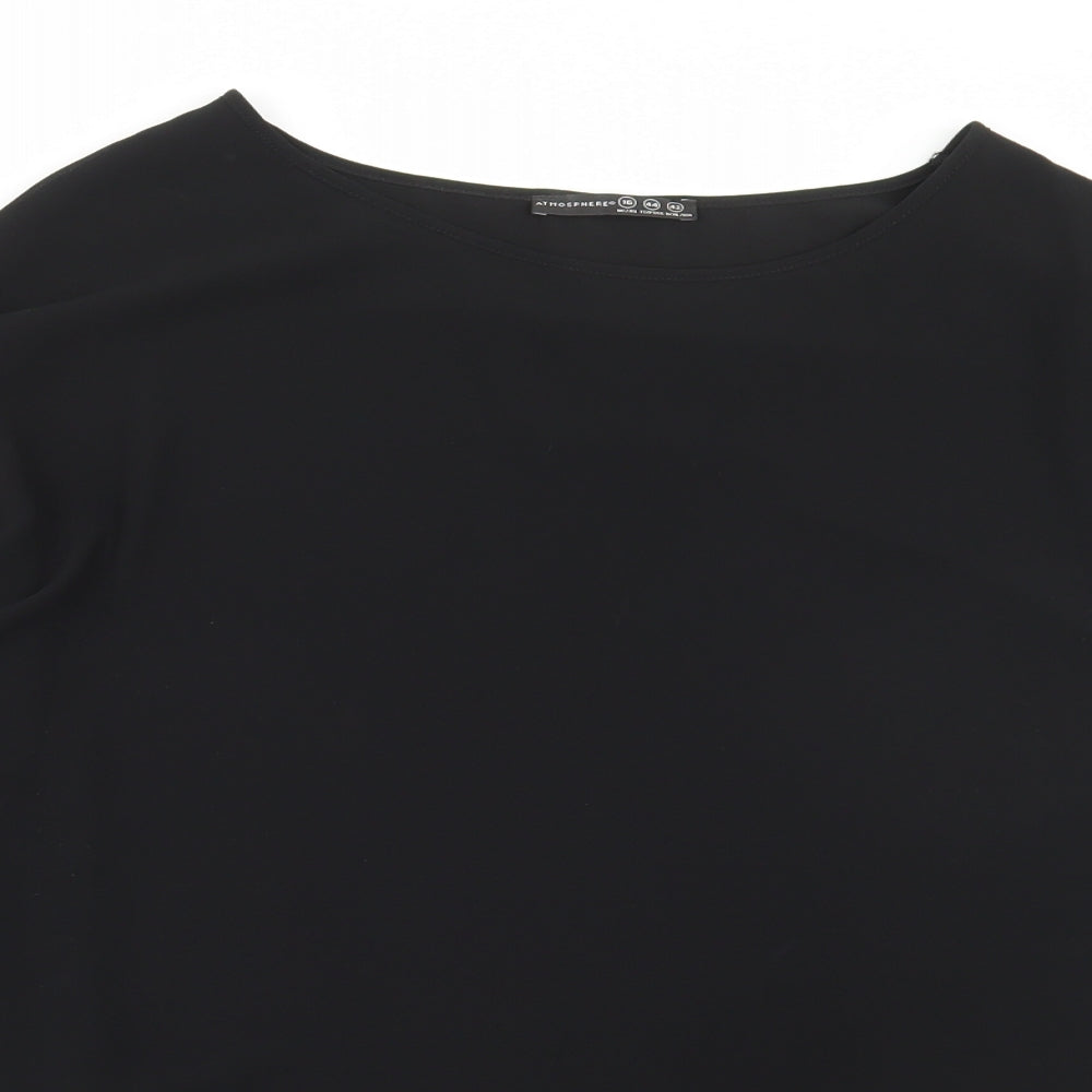 Atmosphere Womens Black Polyester Basic Blouse Size 16 Round Neck