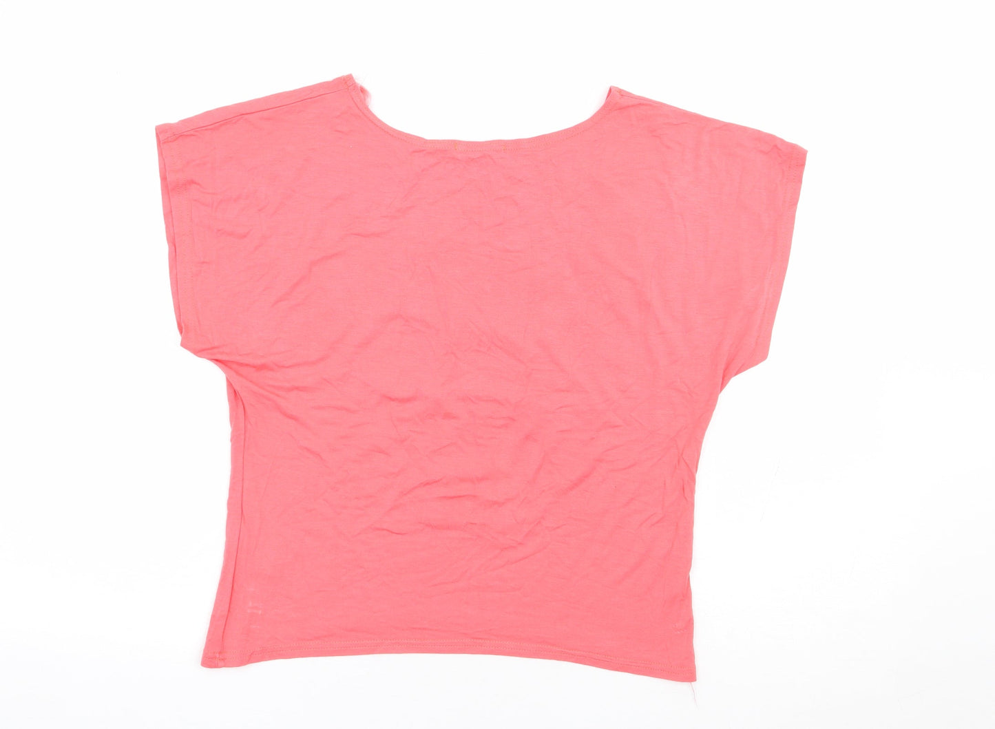 Quiz Womens Orange Viscose Cropped T-Shirt Size 8 Round Neck - Love Heart