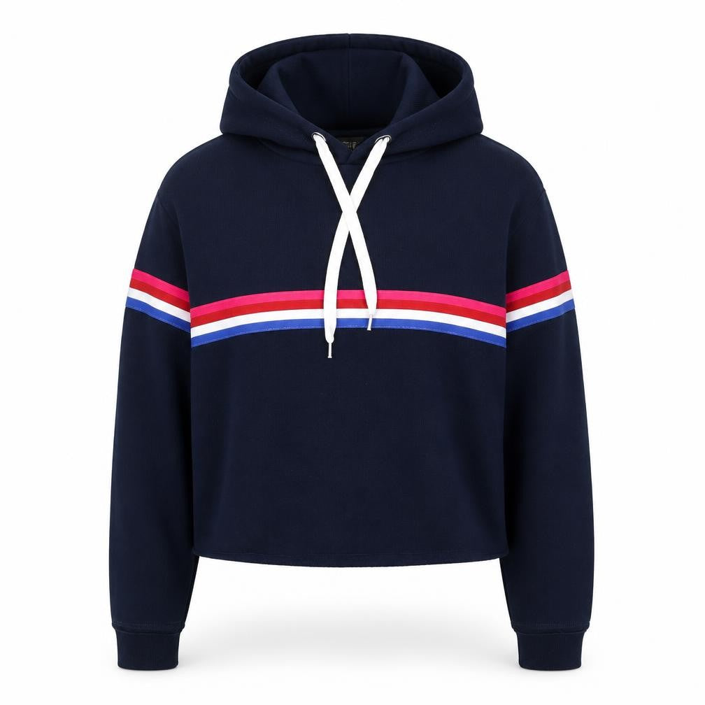 Primark Womens Blue Striped Polyester Pullover Hoodie Size 6 Pullover - Cropped