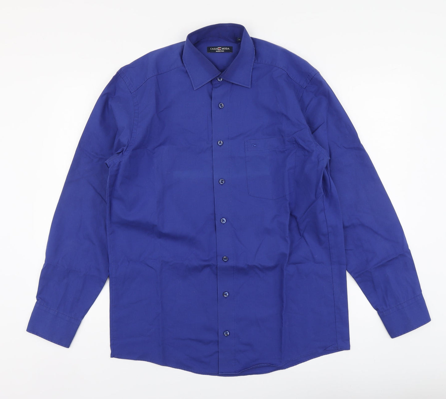 Casa Moda Mens Blue Cotton Button-Up Size 40 Collared