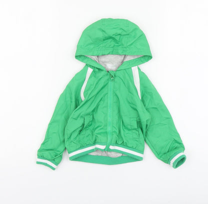 Preloved F&F Boys Green Jacket Size 9-12 Months Zip - Front