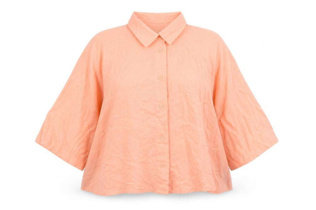 Primark Womens Orange Cotton Basic Button-Up Size 14 Collared