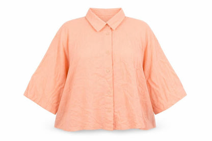 Primark Womens Orange Cotton Basic Button-Up Size 14 Collared