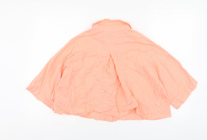 Primark Womens Orange Cotton Basic Button-Up Size 14 Collared