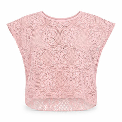 Izabel Womens Pink Floral Polyester Basic T-Shirt Size 10 Round Neck