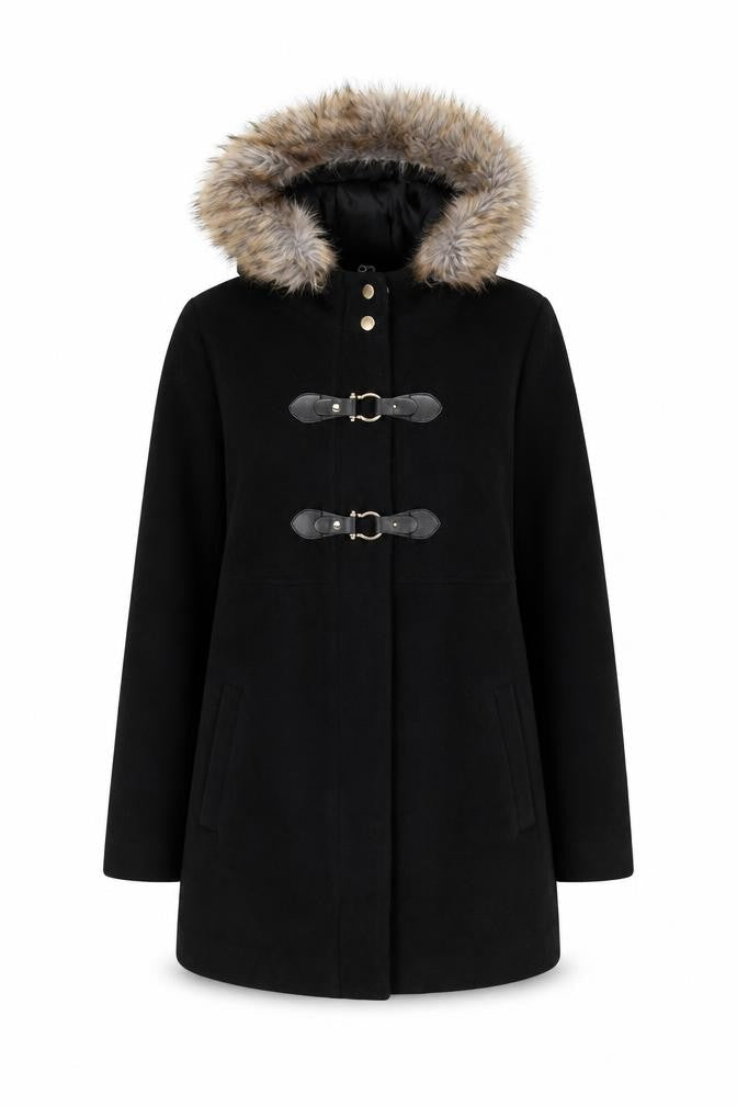 B.You Womens Black Pea Coat Coat Size 10 Button