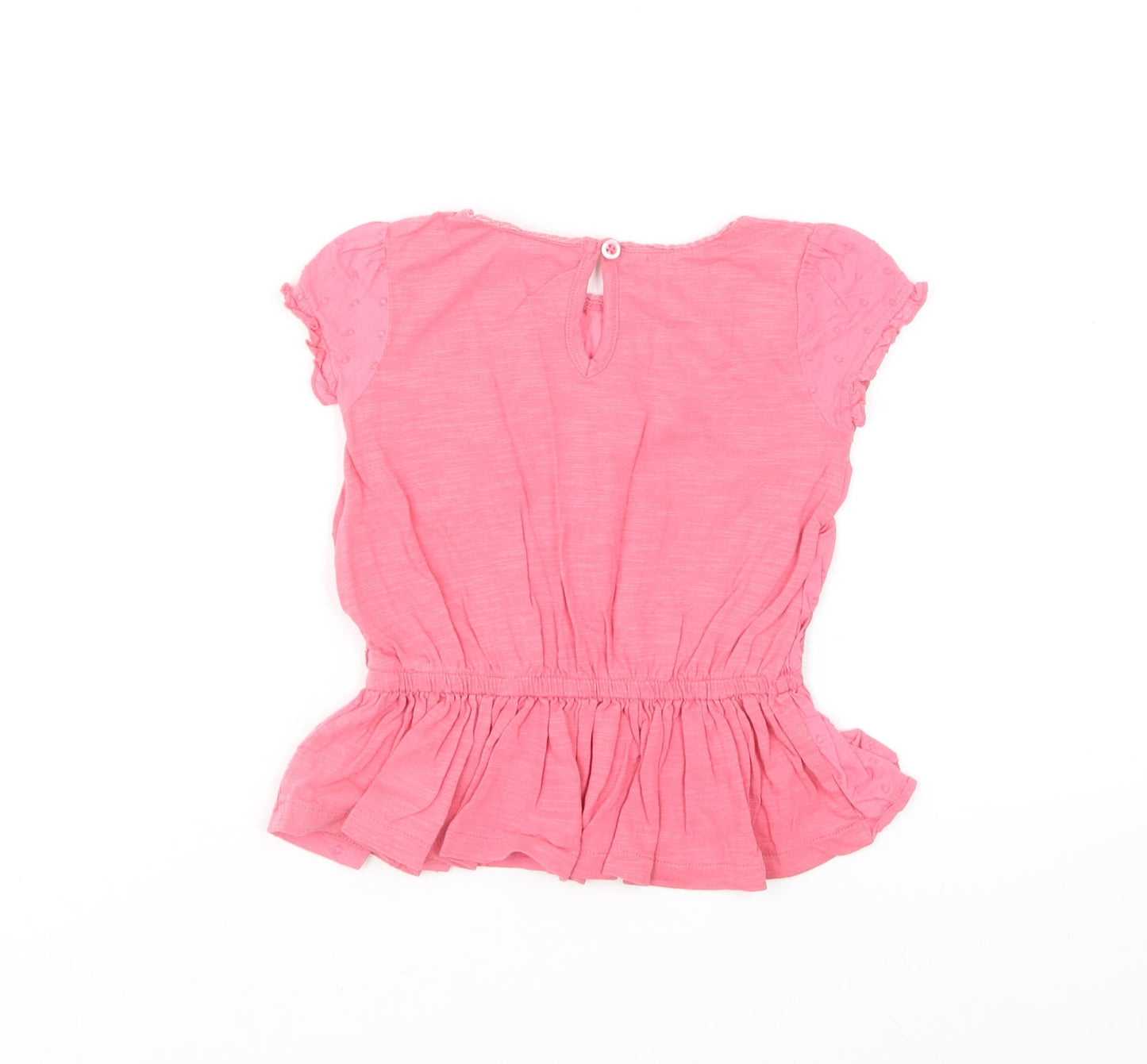 NEXT Girls Pink Cotton Basic Blouse Size 12-18 Months Round Neck Button