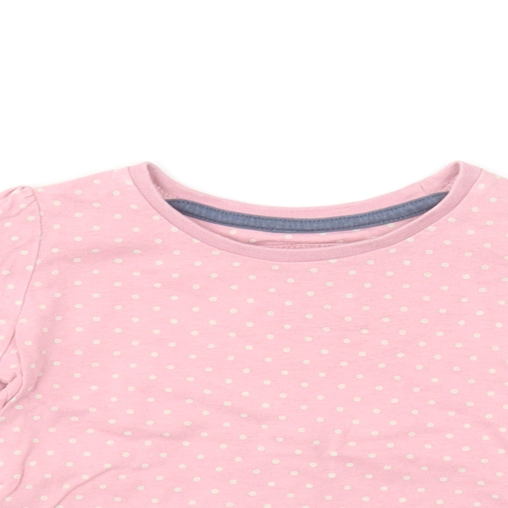 TU Girls Pink Polka Dot Cotton Basic T-Shirt Size 12-18 Months Round Neck Pullover