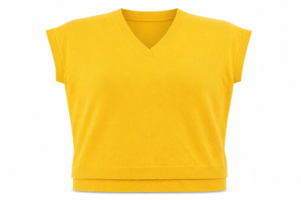 F&F Womens Yellow V-Neck Acrylic Vest Jumper Size L