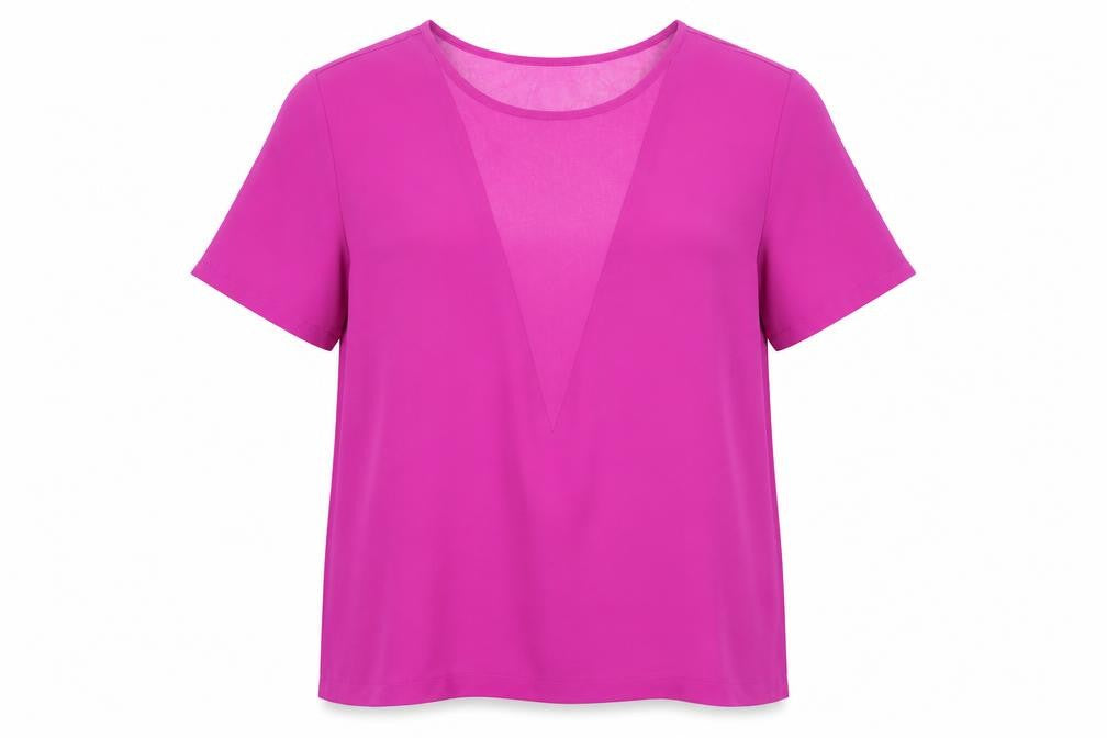 Warehouse Womens Purple Polyester Basic T-Shirt Size 10 Crew Neck