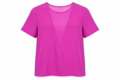 Warehouse Womens Purple Polyester Basic T-Shirt Size 10 Crew Neck