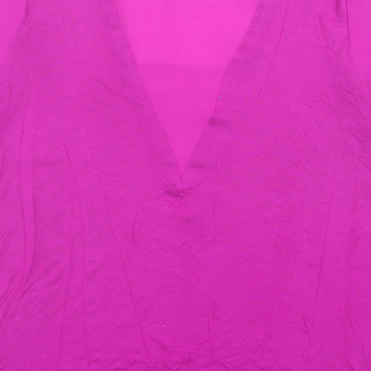 Warehouse Womens Purple Polyester Basic T-Shirt Size 10 Crew Neck