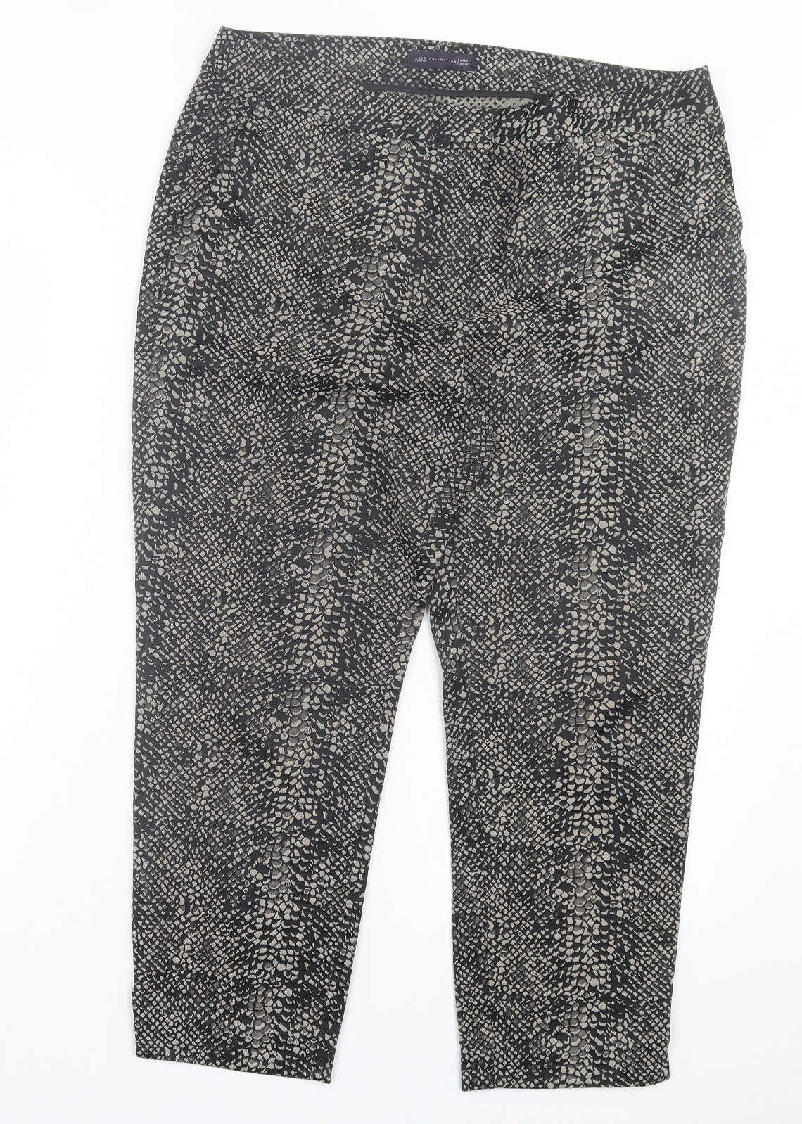 Marks and Spencer Womens Brown Animal Print Polyester Capri Trousers Size 34 in L25 in Regular Hook & Eye - Snake Print