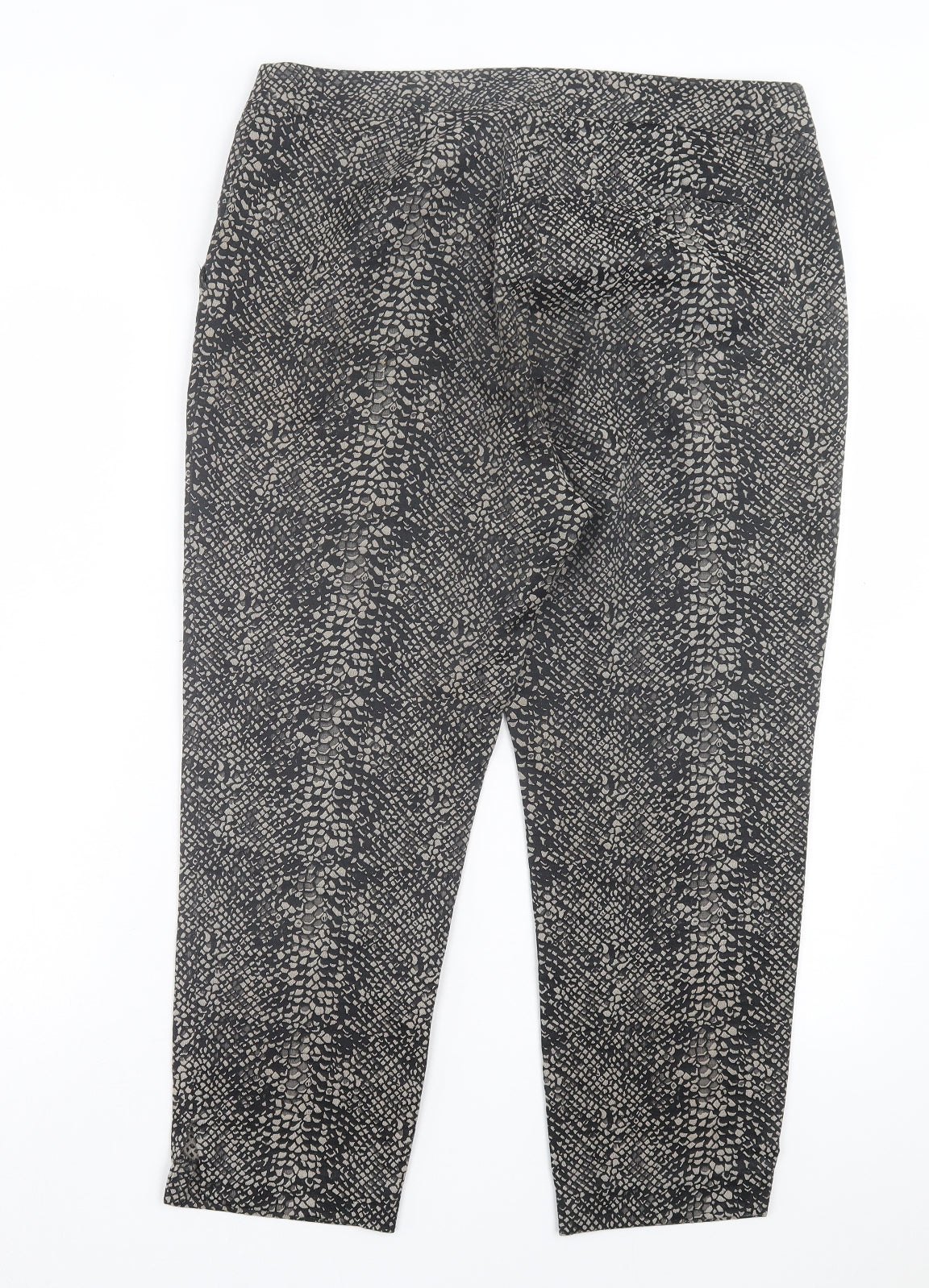 Marks and Spencer Womens Brown Animal Print Polyester Capri Trousers Size 34 in L25 in Regular Hook & Eye - Snake Print