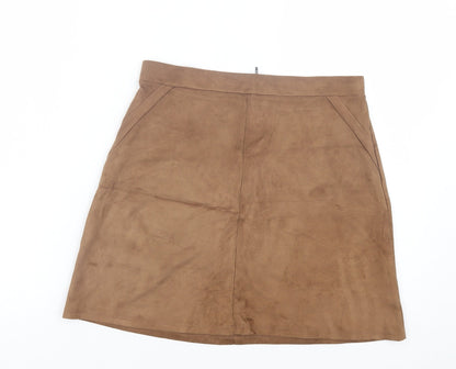 Tu Womens Brown Polyester A-Line Skirt Size 8 Zip