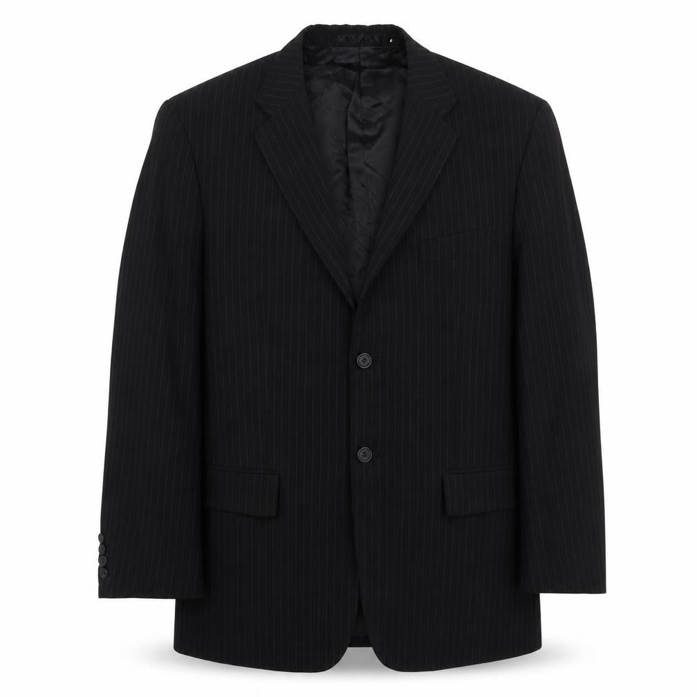 Butler & Webb Mens Black Striped Polyester Jacket Suit Jacket Size 40