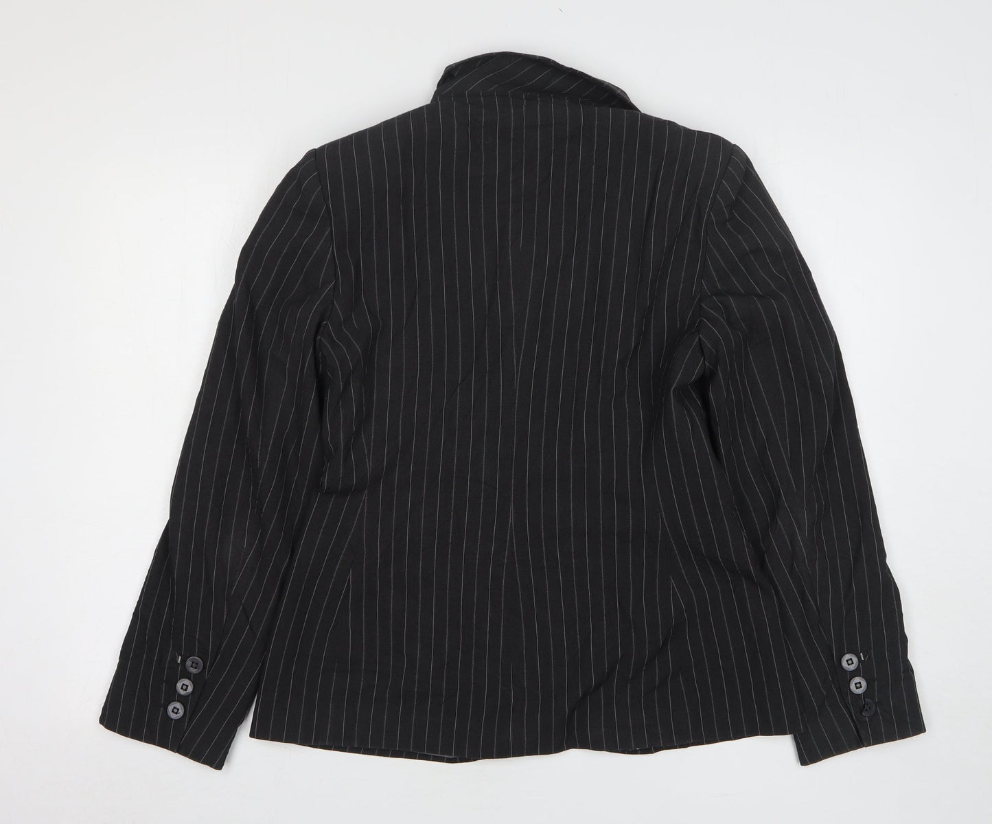 Marks and Spencer Womens Grey Striped Polyester Jacket Suit Jacket Size 12