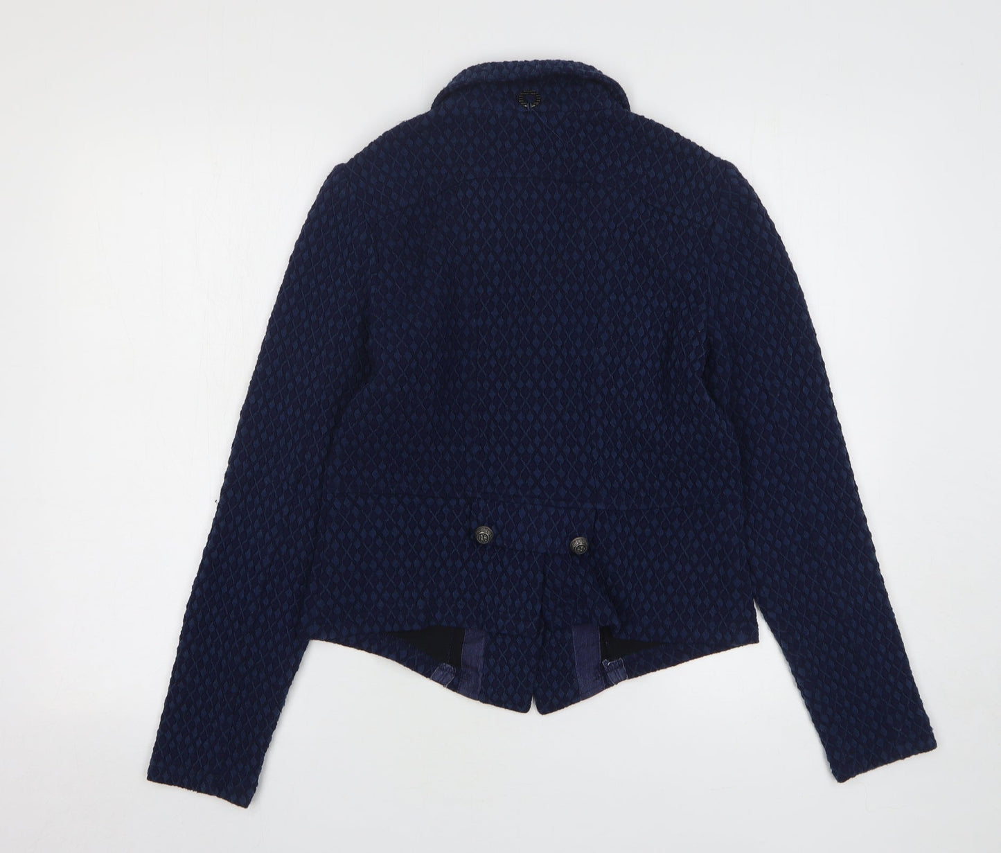 Soggo Paris Womens Blue Geometric Polyester Jacket Suit Jacket Size 8