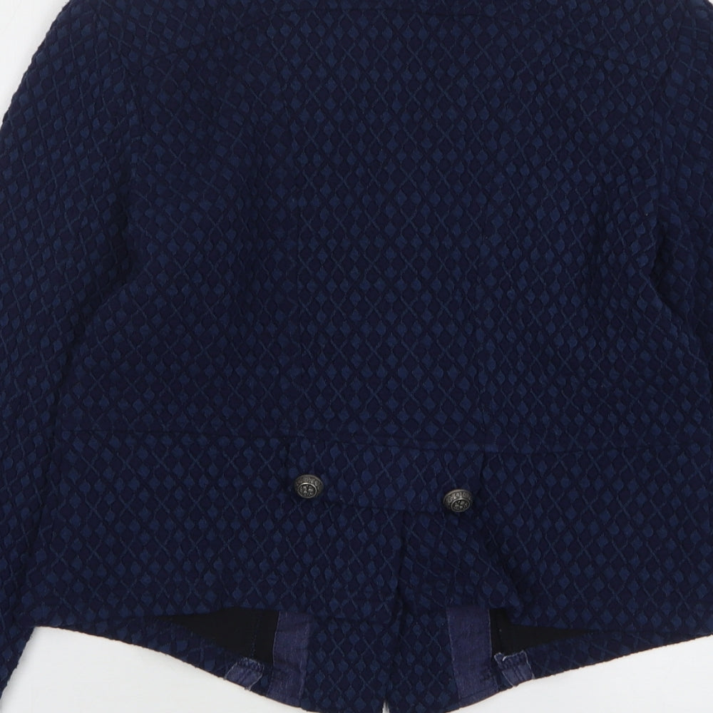 Soggo Paris Womens Blue Geometric Polyester Jacket Suit Jacket Size 8