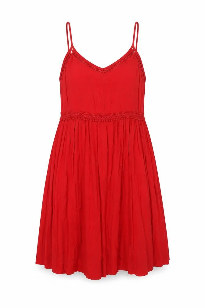 New Look Womens Red Polyester A-Line Size 10 V-Neck Pullover