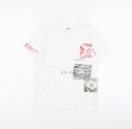 I Do Boys White Cotton Basic T-Shirt Size 7-8 Years Round Neck Pullover