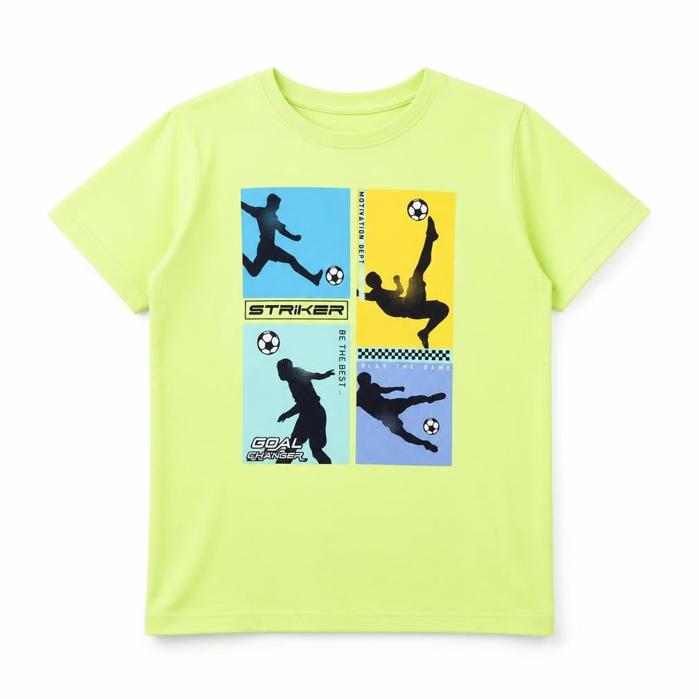 Dunnes Boys Green Cotton Basic T-Shirt Size 8-9 Years Round Neck Pullover - Football