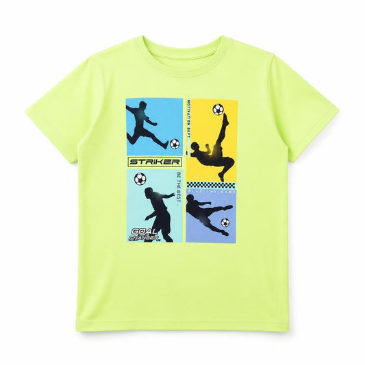 Dunnes Boys Green Cotton Basic T-Shirt Size 8-9 Years Round Neck Pullover - Football