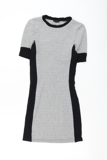 Topshop Womens Grey Polyester Pencil Dress Size 8 Round Neck Pullover