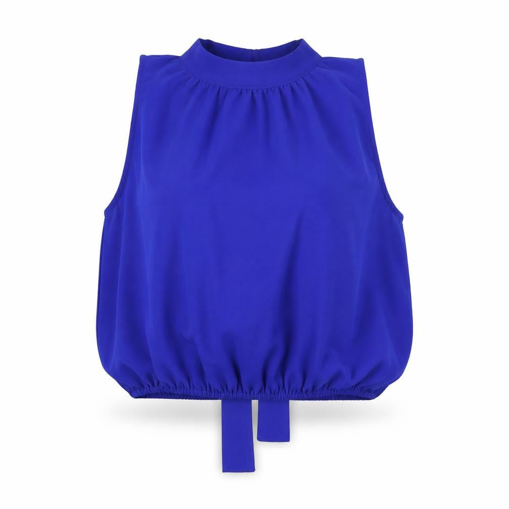 SheIn Womens Blue Polyester Basic Blouse Size 12 Mock Neck