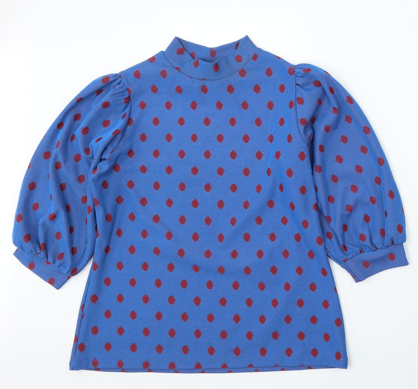 Savida Womens Blue Round Neck Polka Dot Polyester Pullover Jumper Size XL